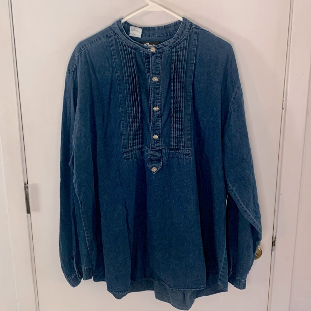 Roper denim western mini dress w/ metal concho buttons,  pintuck pleats Size XL